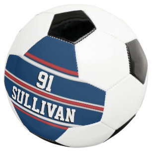 Blaue und rote Sportstreifen mit Spielernummer Fußball