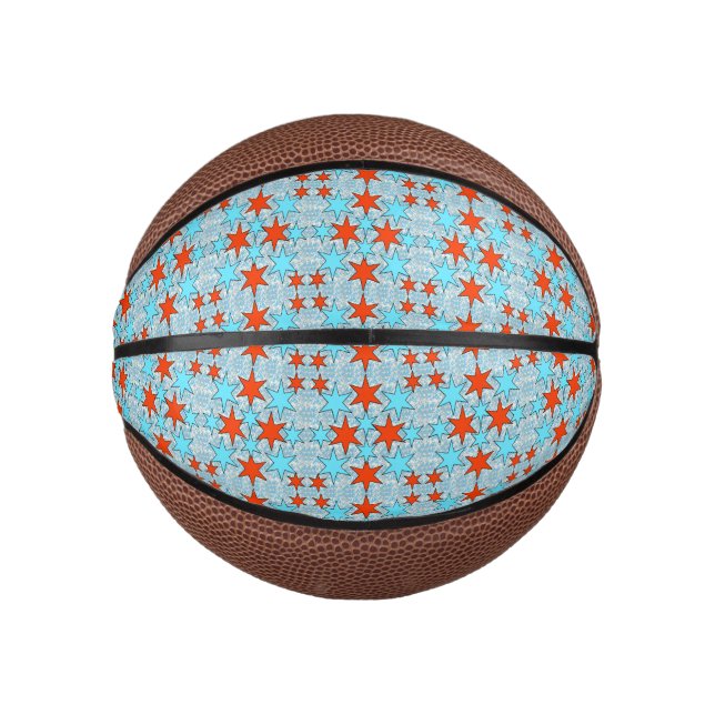 Blaue und rote Sterne Muster Mini Basketball (Vorderseite)