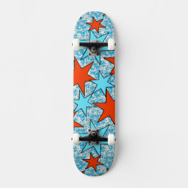 Blaue und rote Sterne Muster Skateboard