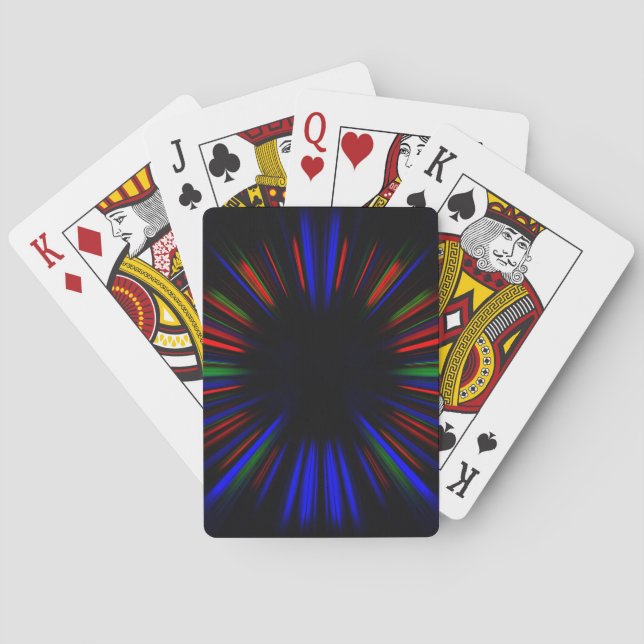 Blaue und rote Sternexplosion Spielkarten (Rückseite)