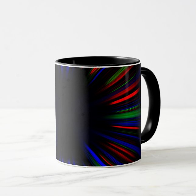 Blaue und rote Sternexplosion Tasse (VorderseiteRechts)