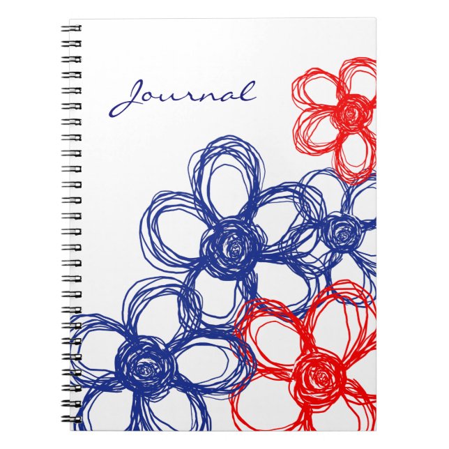 Blaue und rote wild lebende Blume Notizblock (Vorderseite)