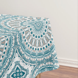 Blaue und sandfarbene dekorative Mandala-Muster Tischdecke