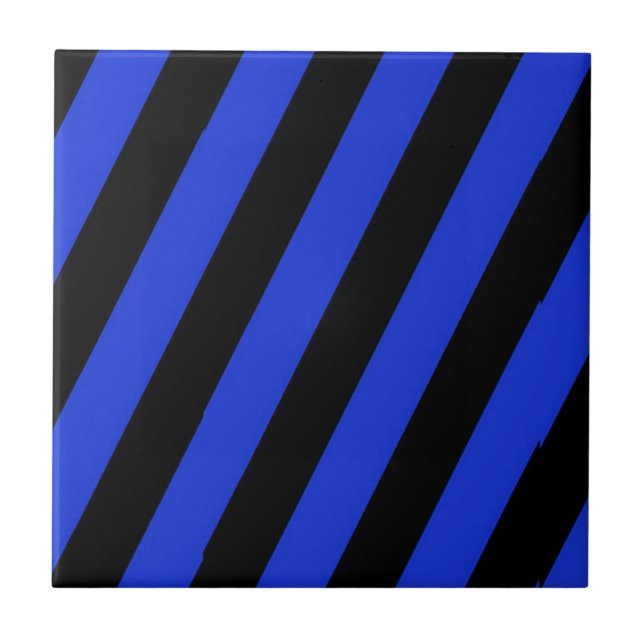 blaue und schwarze diagonale Streifen Fliese (Vorderseite)