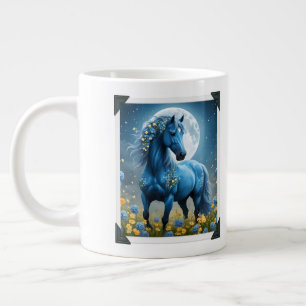Blaue und schwarze Fantasy-Mondpferde, Jumbo-Tasse