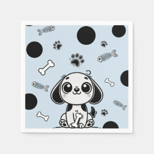 Blaue und schwarze Fischgräten-Hundewelpen-Geburts Serviette