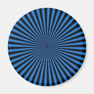 Blaue und schwarze funky gestreifte abstrakte Kuns Magnet