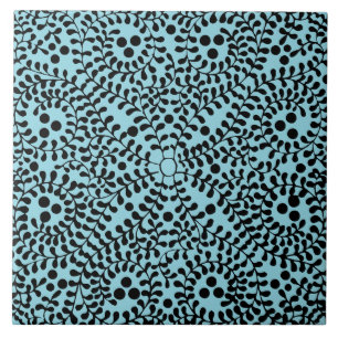 Blaue und schwarze geometrisch gemusterte Keramikf Fliese