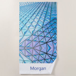 Blaue und schwarze geometrische Formen, Name oder  Strandtuch