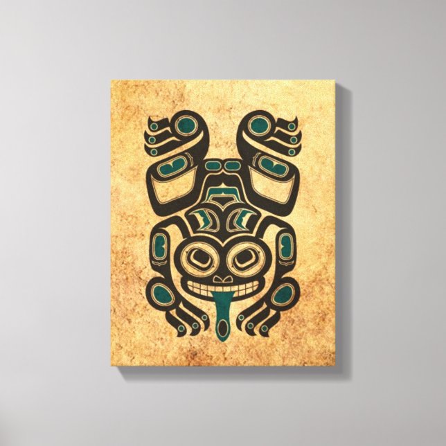 Blaue und schwarze Haida Spirit Tree Frog Leinwanddruck (Vorderseite)