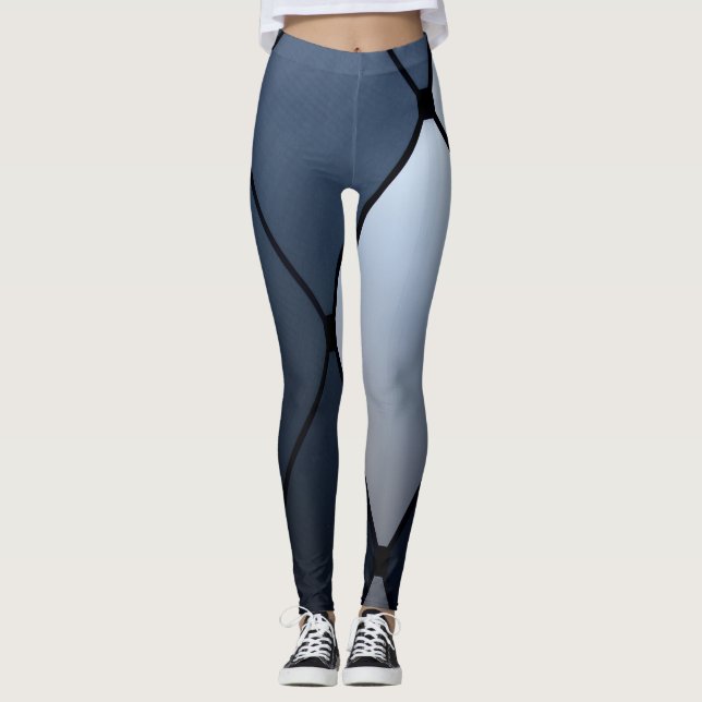 Blaue und schwarze HarlekinLeggins Leggings (Vorderseite)