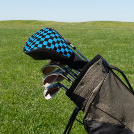 Blaue und schwarze karierte Drucke Golf Headcover