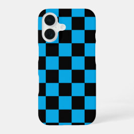 Blaue und schwarze karierte Drucke iPhone 16 Hülle