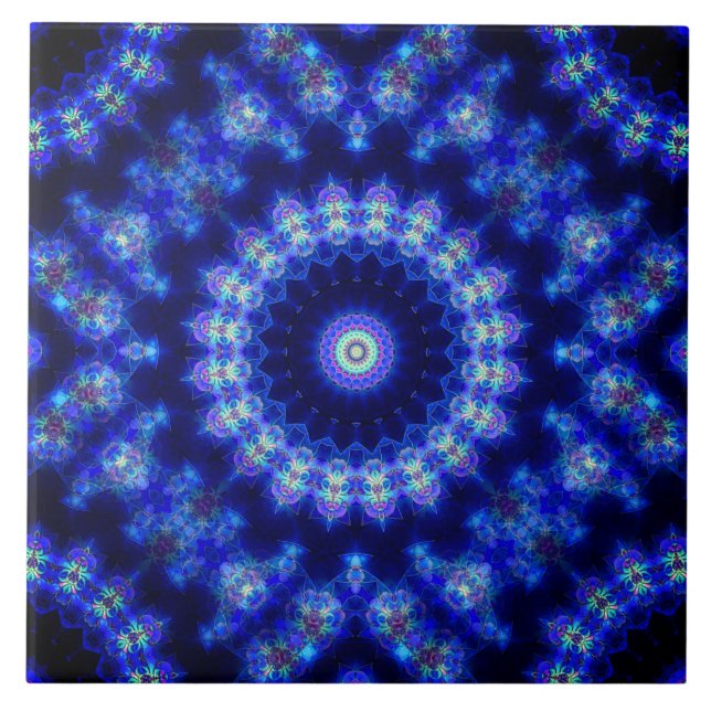Blaue und schwarze Keramikfliese (Vorderseite)