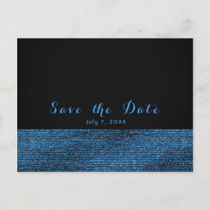 Blaue und schwarze moderne Glamour-Sequins „Save t Ankündigungspostkarte