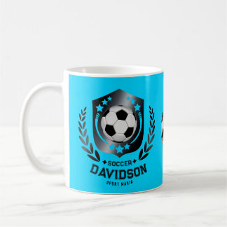 Blaue und schwarze personalisierte Fußballmannscha Kaffeetasse