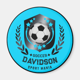 Blaue und schwarze personalisierte Fußballmannscha Magnet