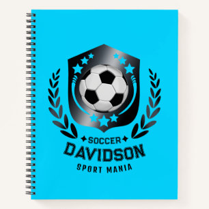 Blaue und schwarze personalisierte Fußballmannscha Notizbuch
