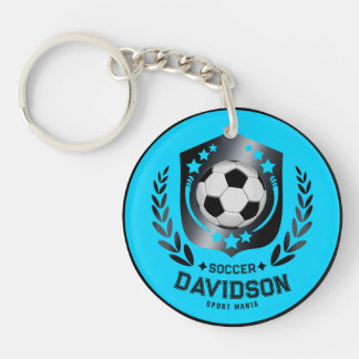 Blaue und schwarze personalisierte Fußballmannscha Schlüsselanhänger