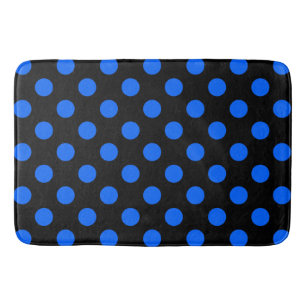 Blaue und schwarze Polka Badematte