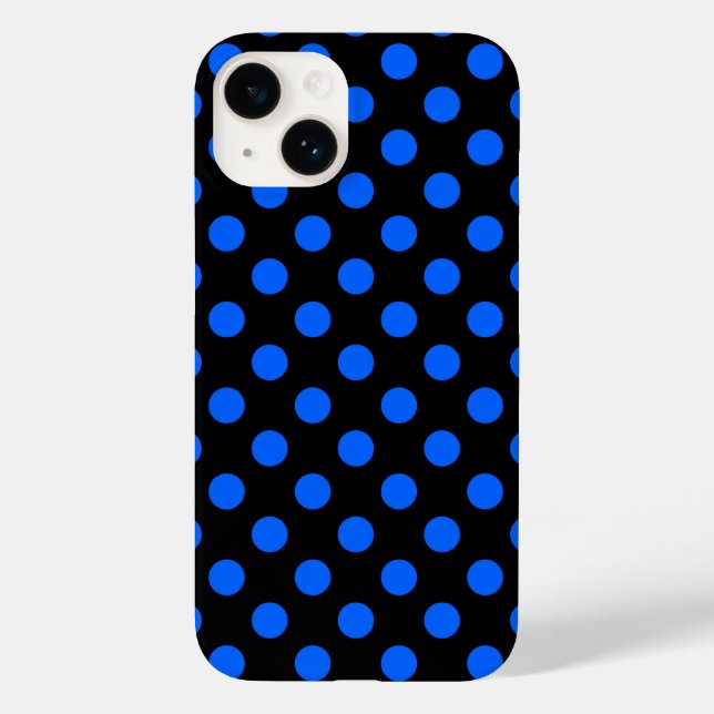 Blaue und schwarze Polka Case-Mate iPhone Hülle (Rückseite)