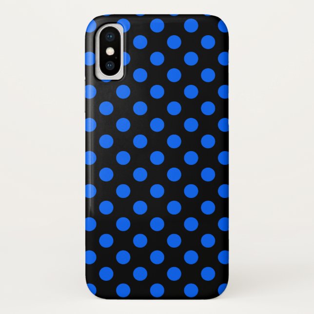 Blaue und schwarze Polka Case-Mate iPhone Hülle (Rückseite)