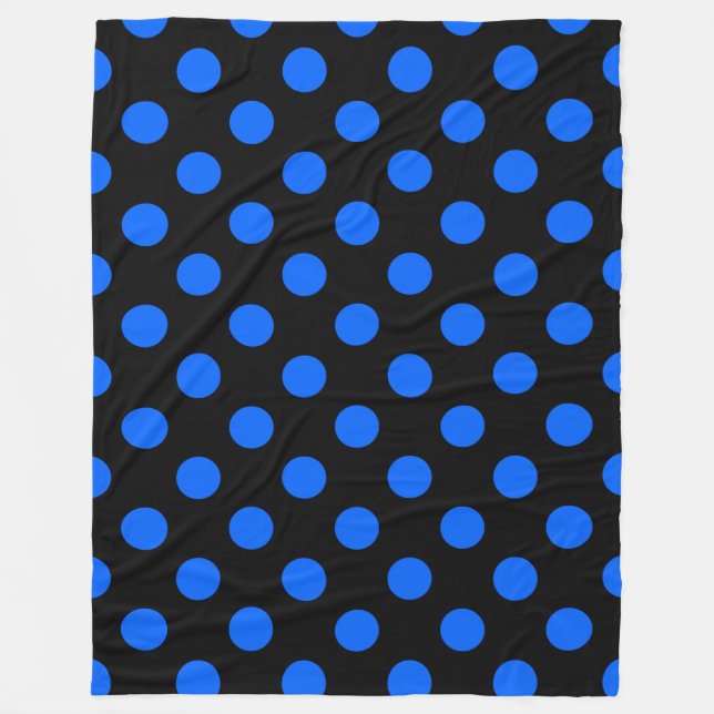 Blaue und schwarze Polka Fleecedecke (Vorderseite)