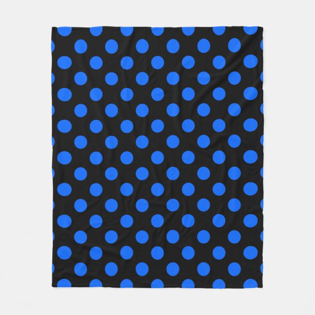 Blaue und schwarze Polka Fleecedecke (Vorderseite)