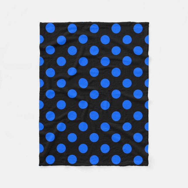 Blaue und schwarze Polka Fleecedecke (Vorderseite)