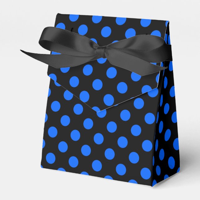 Blaue und schwarze Polka Geschenkschachtel (Vorderseite)