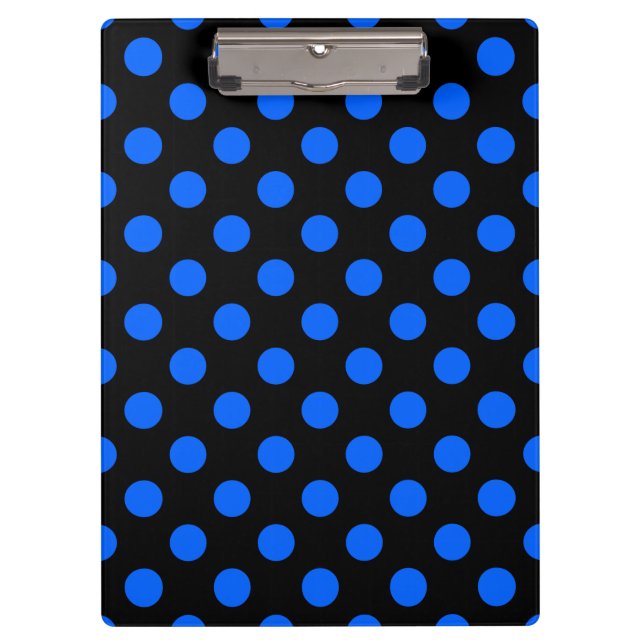 Blaue und schwarze Polka Klemmbrett (Vorderseite)