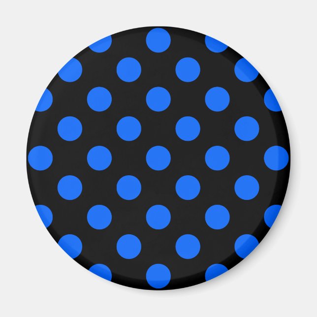 Blaue und schwarze Polka Magnet (Vorne)