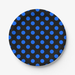 Blaue und schwarze Polka Pappteller