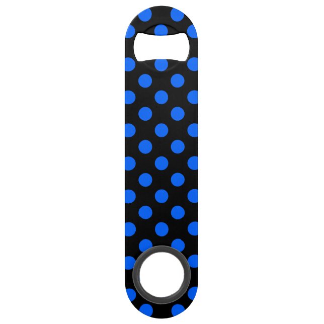 Blaue und schwarze Polka Speedflaschenöffner (Vorderseite)