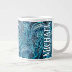 Blaue und schwarze Quallen Jumbo-Tasse
