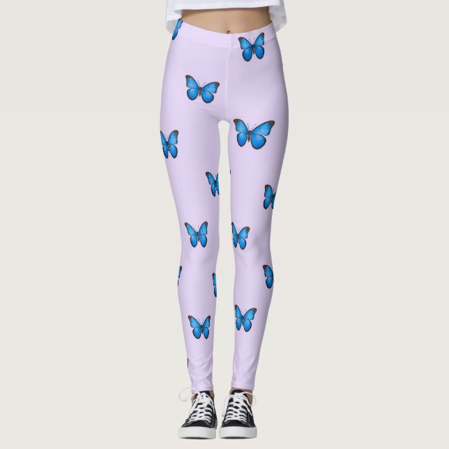 Blaue und schwarze Schmetterlinge  Leggings (Vorderseite)