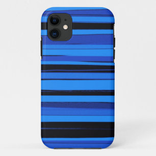 Blaue und schwarze Streifen Grafik Kunst iPhone 11 Hülle