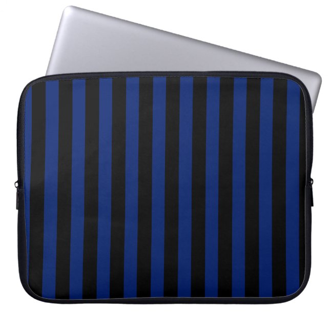 Blaue und schwarze Streifen Laptopschutzhülle (Vorderseite)