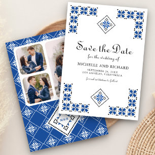 Blaue und schwarze ukrainische Stickerei Hochzeit Save The Date