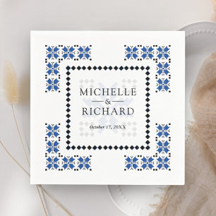 Blaue und schwarze ukrainische Stickerei Hochzeit Serviette
