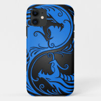 Blaue und schwarze Yin Yang Drachen
