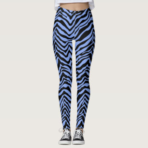 Blaue und schwarze Zebra-Leggings Leggings