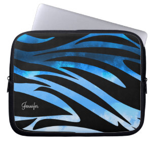 Blaue und schwarze Zebrastreifen Laptopschutzhülle
