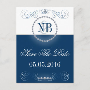 Blaue und silber Save the Date Postkarten
