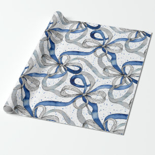 Blaue und silberne abstrakte Bänder Geschenkpapier