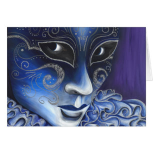 Blaue und silberne Flair-Karnevals-Masken-Malerei