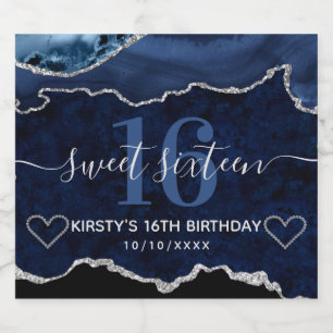 Blaue und silberne Glitter-Achat-Murmel Sweet Sixt