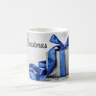 Blaue und silberne Weihnachtsgeschenke  Kaffeetasse