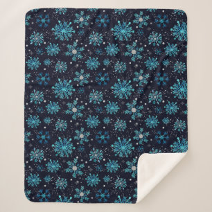 Blaue und silberne Winter-Schneeflocken Sherpadecke