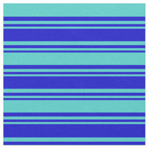 Blaue und türkisfarbene Linien/Streifen-Muster Stoff